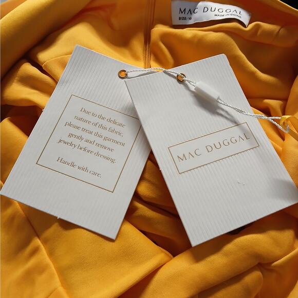 Mac Duggal Formal Evening Gown Womens Plus 16 Gold Maxi Dress Wedding Party - Picture 10 of 13